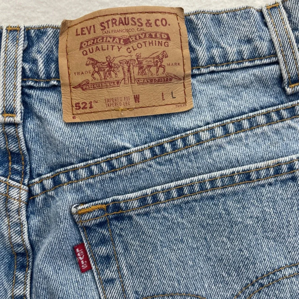 Levis 521 Denim Shorts Womens 14 Long High Waisted Vintage Cutoffs Festival Mom